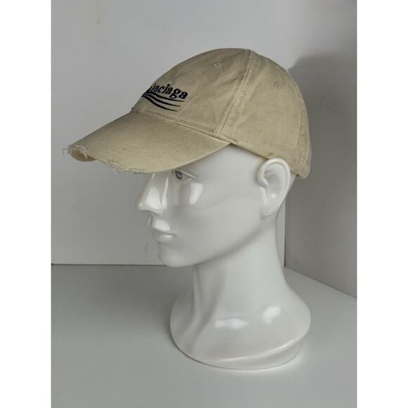 Balenciaga Baseball Cap Ivory Cotton Fabric - Picture 2 of 9